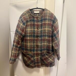 BOYNE VALLEY WEAVERS plaid fall winter wool sweater/jacket